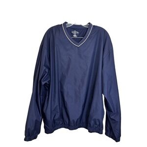 Champions Tour Mens Navy Blue V-Neck Mesh Lined Golf‎ Windshirt Pullover Large